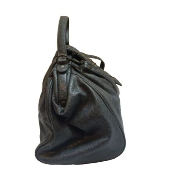 Rivage Vintage Handbag Gray Faux Leather Satchel Bag Shoulder Strap Crossbody - Picture 9 of 11